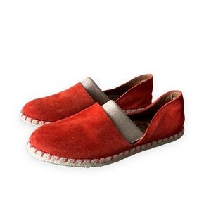 Miz Mooz Cherie Red Suede Leather Slip On Espadrille Flats 38 EU 7 US